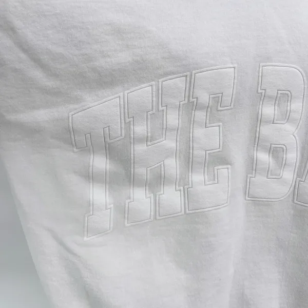 The Bar Varsity Sweatshirt White Monochrome Oversized Crewneck Pullover Size L - Image 3