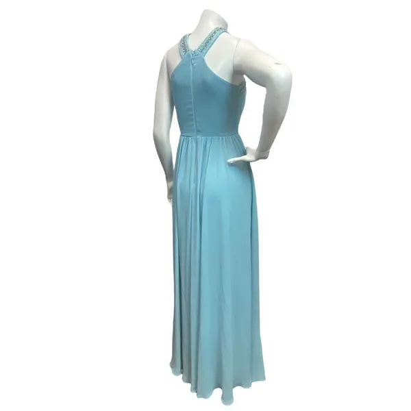 Lulus‎ Women's XS Beaded Twist Front Prom Blue Bridesmaid Chiffon Maxi Dress - Image 13