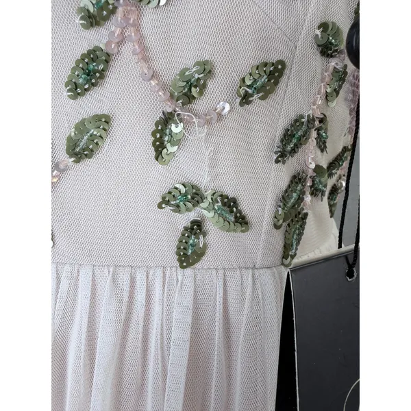 NWT Adrianna Papell Ivory Floral Beaded Sequin‎ Maxi Dress Size 6 Garden Party - Image 8