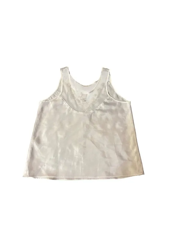 White Beaded Camisole Tank Top Womens M Sleeveless Elegant Used Embroidery - Image 4