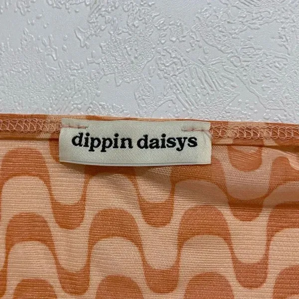 Dippin Daisys Mesh Tie Front Long Sleeve Top Peach Retro - Image 4