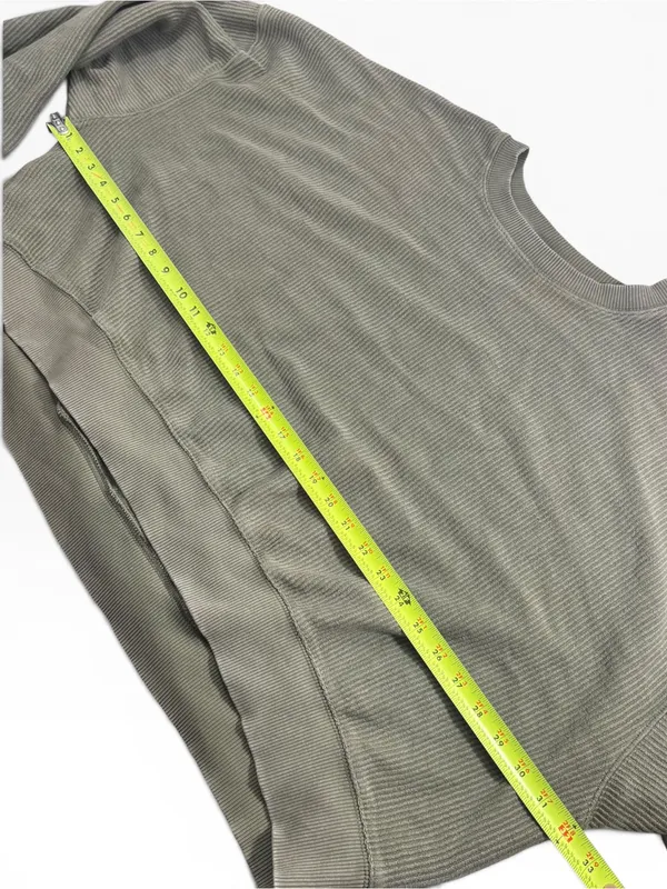 Aerie New Love Corded Cropped Crew Sweatshirt - olive green - Image 4