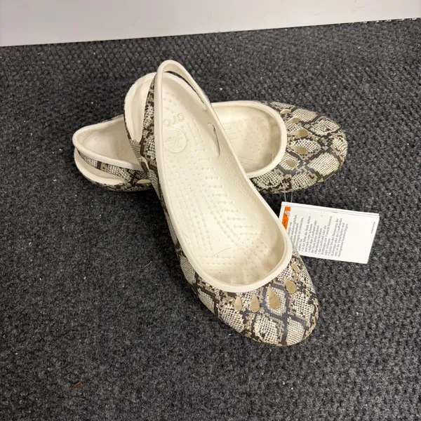 Crocs Malindi Printed Flat W Snakeskin Animal Print Slingback Shoes 205944-1DW 9 - Image 2