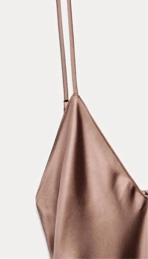 ZARA dress midi maxi satin wedding chocolate brown party cocktail - Image 15