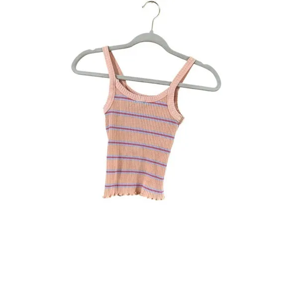 Billabong Women's Striped Ribbed Tank Top Peach Multi - Image 9