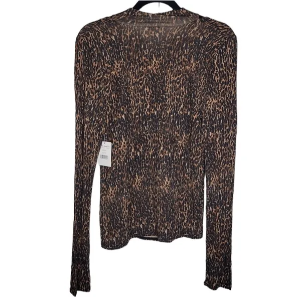Free People Square Neck Copper Animal Print Pullover Tie Neck Long Sleeve Top Xs - Image 5