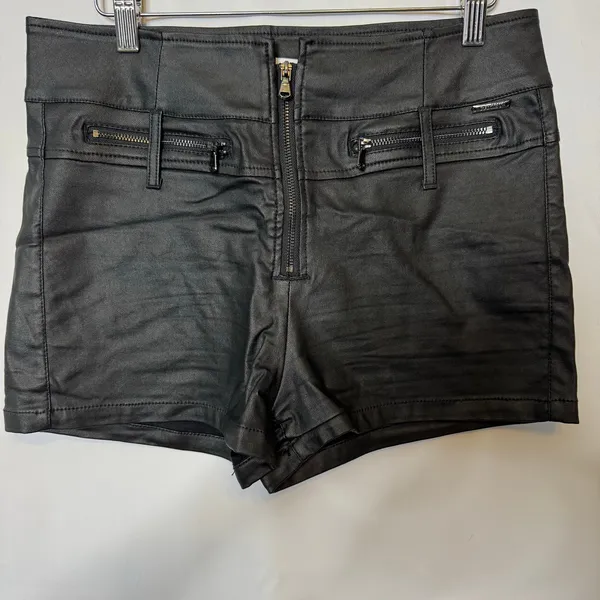 Ramisu Collection Black Faux Leather High-Rise Moto Shorts Women’s XL - Image 2