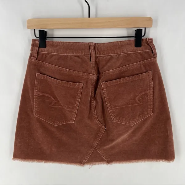 American Eagle Size 2 Stretch Corduroy Distressed Cutoff High Rise Mini Skirt‎ - Image 8