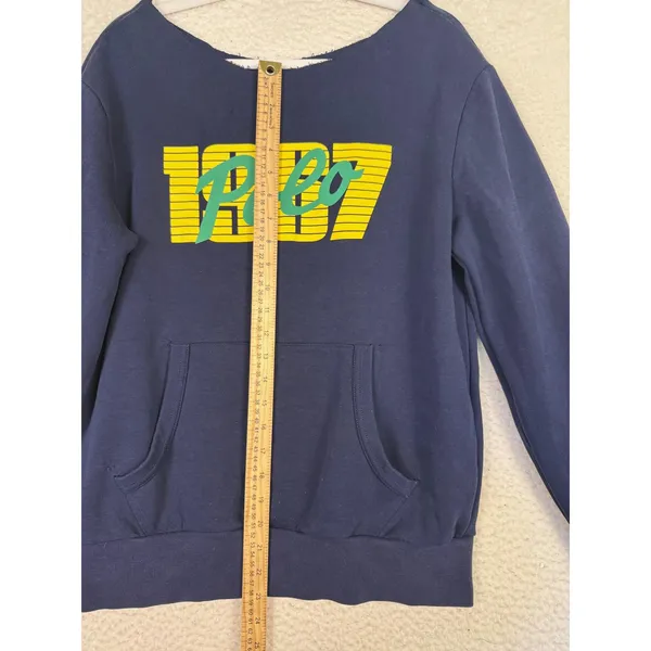 Polo Ralph Lauren Sweatshirt Womens M Blue Pullover Logo 1987 80s Punk Preppy - Image 6