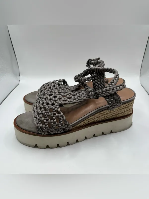 BIBILOU Ariel Platform Sandals Woven Ankle Strap Open Toe Wedge size36 US 5-5.5 - Image 4
