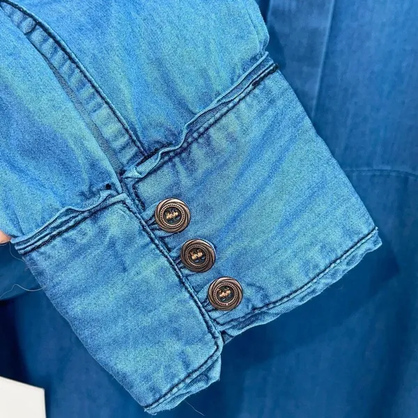One Teaspoon Womens Button Front Chambray Oversized Bahama Tux Shirt Blue XS NWT - Image 5