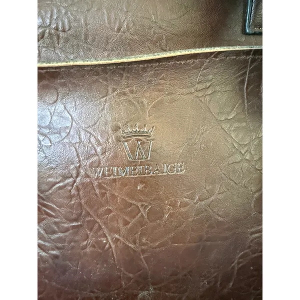 WEIMEIBAIGE Brown Faux Leather Tote Bag Braided Straps Whipstitch Pocket - Image 2