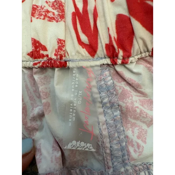 Free People FP Movement Floral Pants Womens XL Red Blue Wide Leg Cropped Boho - Image 5