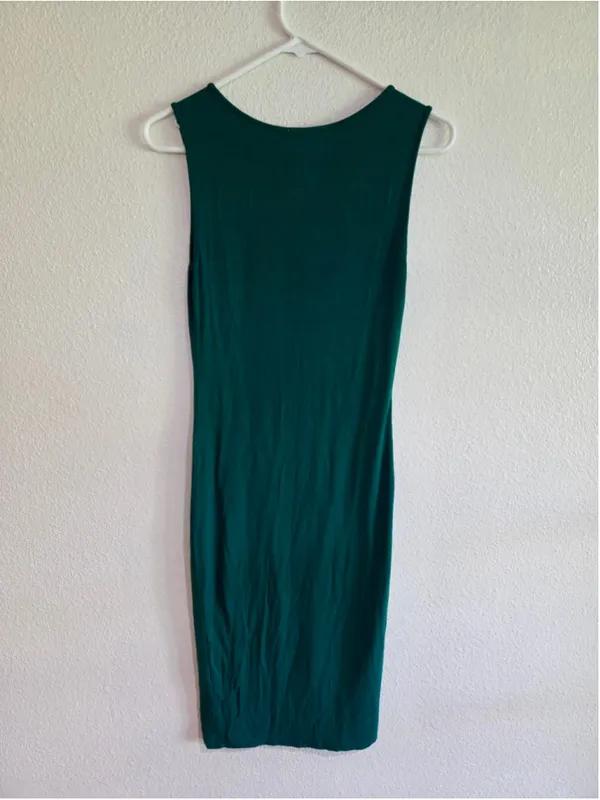 Forever 21 Sleeveless Form Fitting Tank Midi Bodycon Dress Forest Green Small W - Image 2