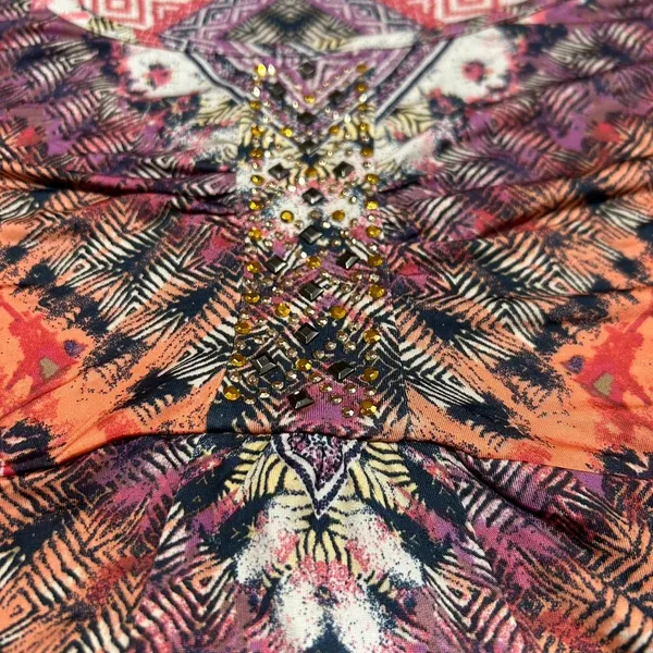 OneWorld Geometric Embellished Short Sleeve Top - Image 4