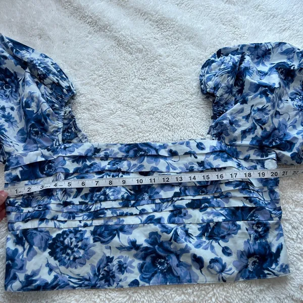 Abercrombie Fitch Women Floral Puff Sleeve Crop Top Sz XL Resort Summer Vacation - Image 4