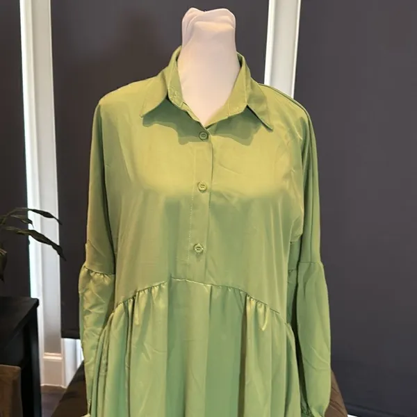 Women’s Lightweight Long Sleeve Loose Maxi Bohemian Ruffle Hem Dress Size XL NEW - Image 4