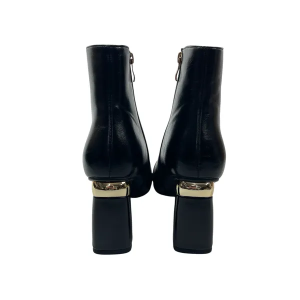 Ninety Union Black Leather Gold Shimmer Square Toe Block Heel Ankle Boots Sz 10 - Image 3
