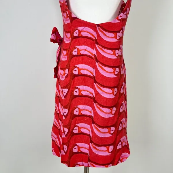NWT Farm Rio Linen blend Copabanana Wrap Mini Dress Red Pink Size M - Image 13