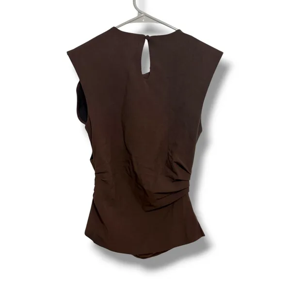 Banana Republic Top Womens 4 Brown Ruched Draped Sleeveless Keyhole Blouse NEW - Image 2