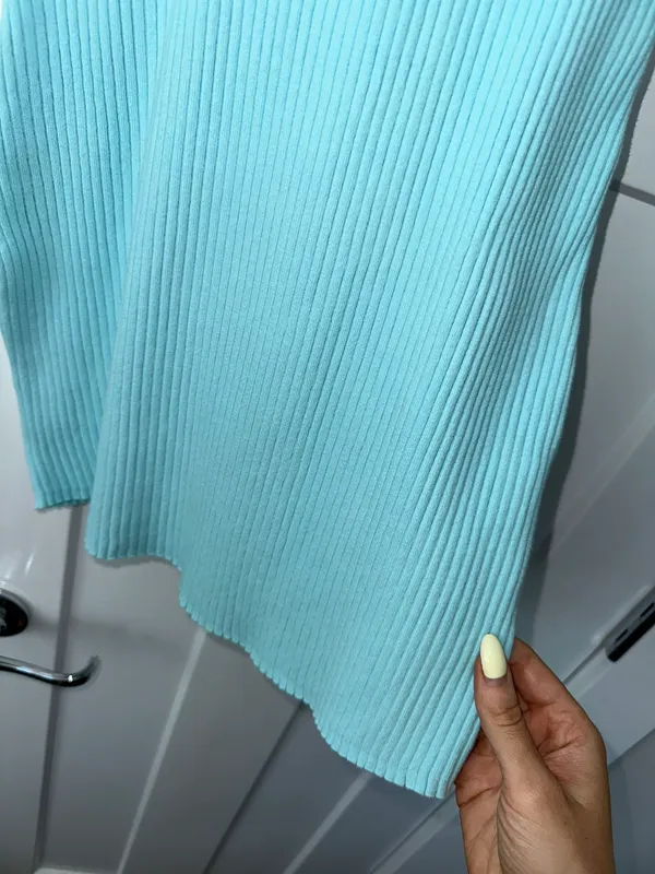 VICI Cotton Ribbed Blue Bodycon Dress - Image 2