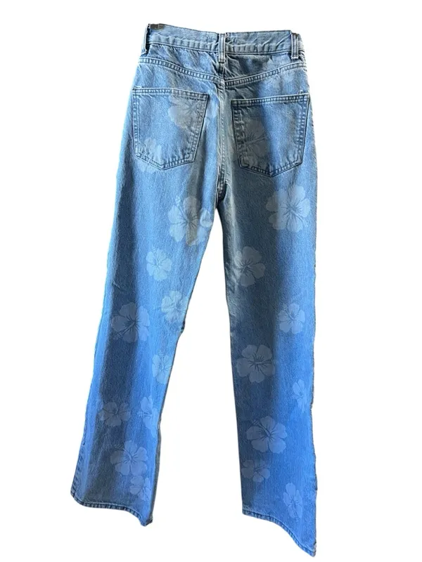 Zara Light Blue Floral-Print Jeans - Image 2