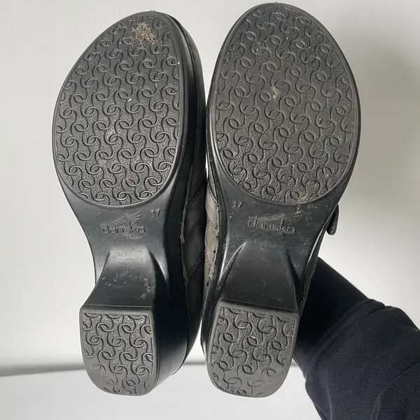 Dansko Tamara Slip-On Clogs Shoes Buckle Black Gray Suede Leather Women's 37 - Image 10