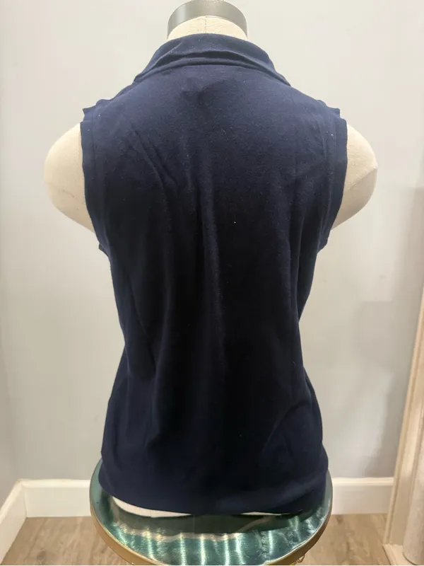 Ralph Lauren Navy Sleeveless Polo with Gold Crest - Image 2
