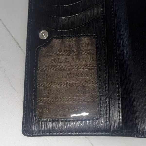 Lauren Ralph Lauren Sloan Sleek Street Slim‎ Bifold Designer Wallet Black Snap - Image 16