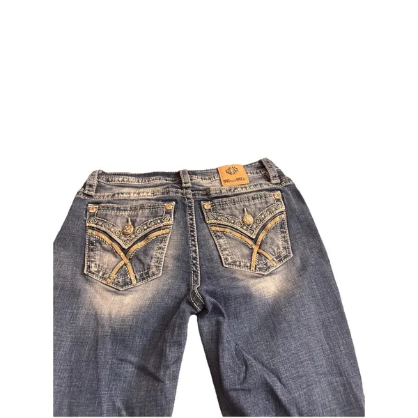 Miss Me Jeans, Slim Boot Women's Size 28 Blue, Denim, Gems Back Pocket, Flared - Image 2