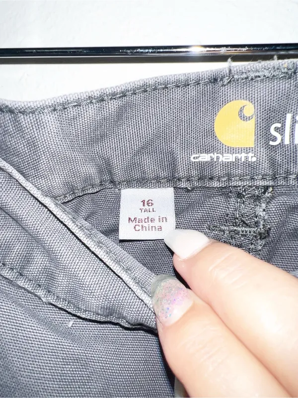 Carhartt Slim Fit Women’s Dark Gray Workwear Carpenter Tall Pants - Image 6