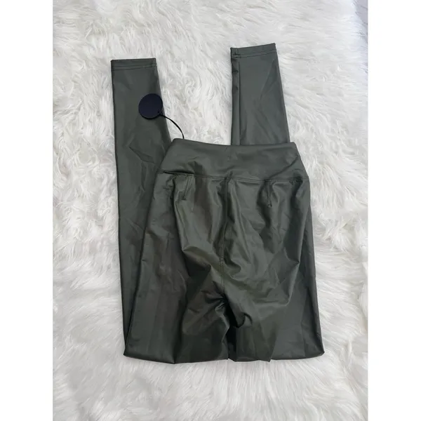 OFFLINE by Aerie Faux Leather High-Waisted Leggings Olive Green Size XS - Image 4