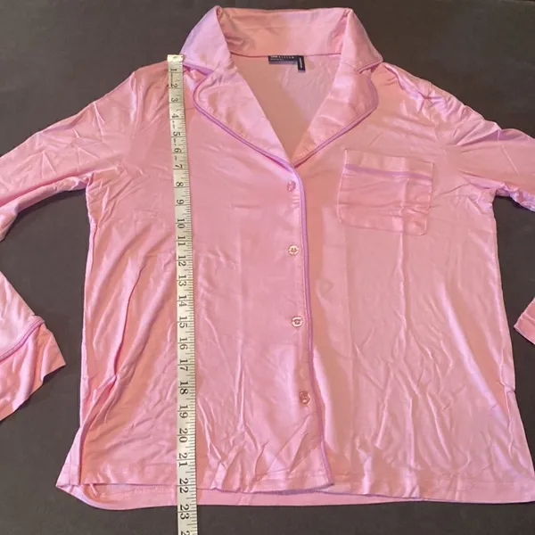 ASOS Design Women’s Long Sleeve Shirt & Pants Pajama Set Pink Piping Size 4 NEW - Image 8