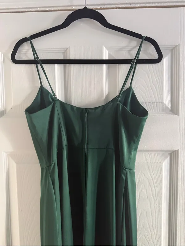 David's Bridal Celebrate Crepe-Back Satin Spaghetti Strap Dress Juniper Size 6 - Image 7