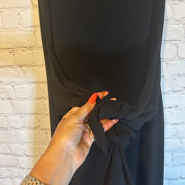 NWT black tack dress with tie front, L - Image 3