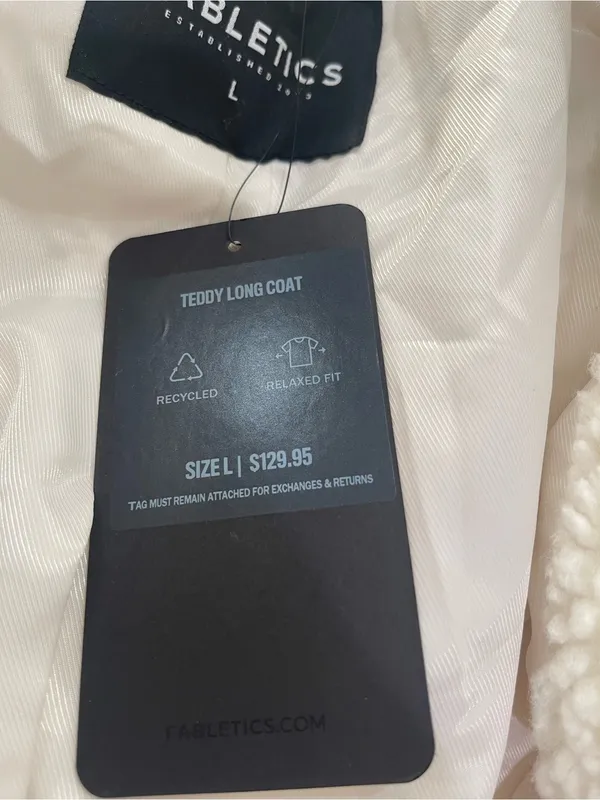 Fabletics Cream Teddy Longline Coat - Image 9
