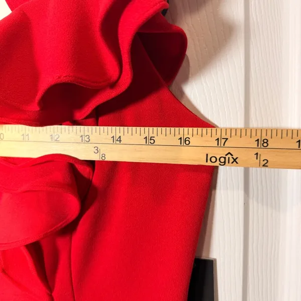 Lulus Red Ruffle V Neck Sleeveless Bodycon Mini‎ Dress XL Date Party NWT - Image 5
