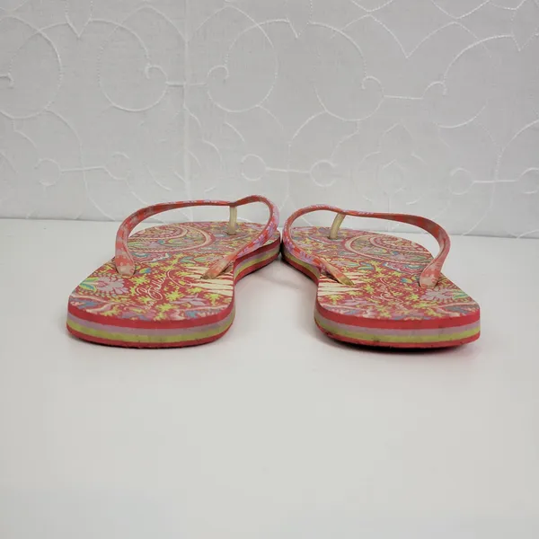 Vera Bradley Paisley in Paradise Womens Flip Flops Size 9 Pink Slip-On Summer - Image 3