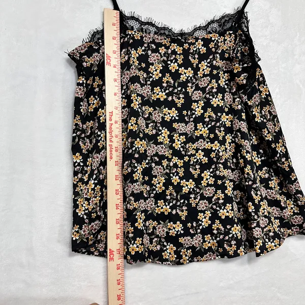 Wild Fable Small Lace Trim Moody Whimsy Goth Floral Black Camisole‎ Top Witchy - Image 7