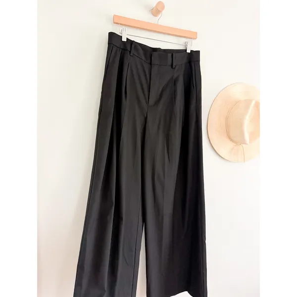 Madewell | NWT Harlow Superwide-Leg Trouser Brushed Twill Black Pants | Sz 4 - Image 3