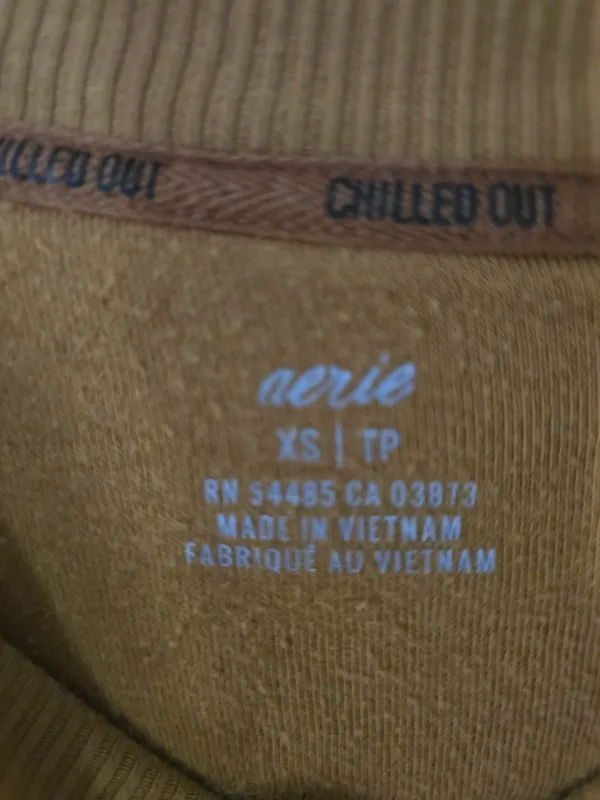 aerie Golden Mustard Crewneck Top Faux sherpa Xs - Image 2