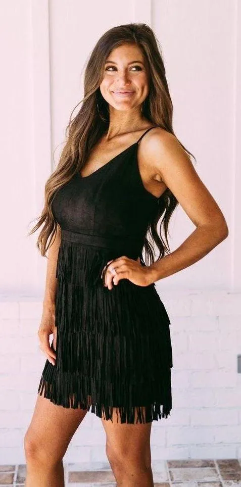 These Three Boutique Black Fringe Dress - Image 2