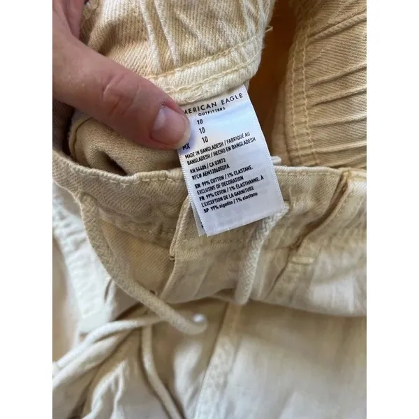 NWT American Eagle Women’s Size 10 Cream High Rise Drawstring Utility Shorts - Image 4