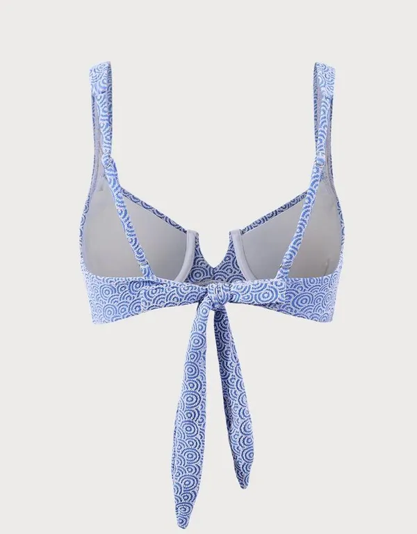 Berlook Blue Jacquard Underwire Bikini Top ONLY 71 Size L - Image 6