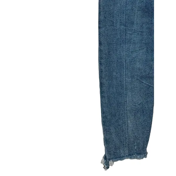 Zara Womens Jeans Mid-Rise Skinny Ankle Frayed Hem Stone Washed Denim‎ Blue 4 - Image 7