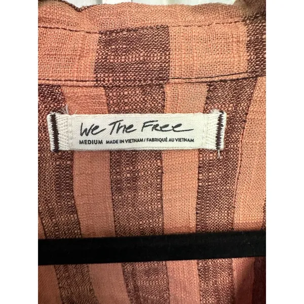 Free People We The Free Away At Sea Frayed Hem Button Down Striped Top M - Image 4