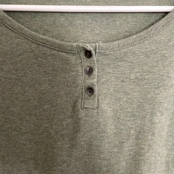 L.L.Bean vintage style cotton 3/4 sleeve crewneck top classic green knit‎ - Image 4