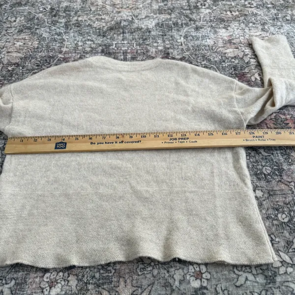 BRODIE Fine Cashmere Cropped Crew Neck Long Sleeve Sweater Light Beige Size S‎ - Image 6