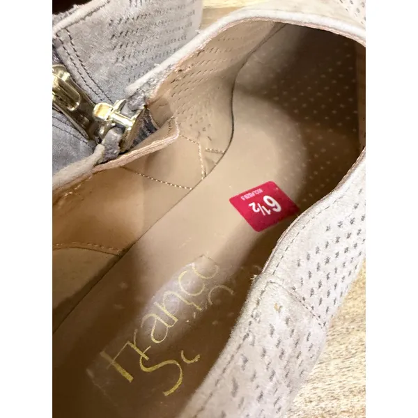Franco Sarto Taupe Suede Perforated Pointed Toe Kitten Heel Booties 6.5 - Image 15