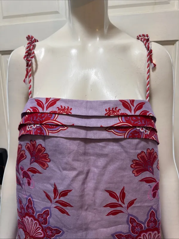 Farm Rio Porcelain Garden Linen Sleeveless Lavender Floral Embroidery Dress S M - Image 3